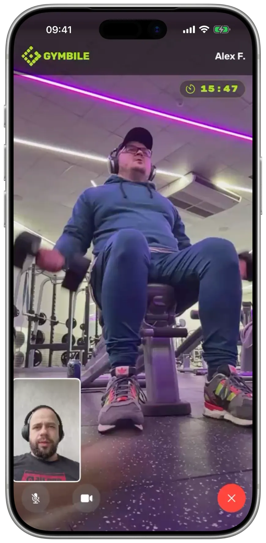 A live one-to-one session in the Gymbile app