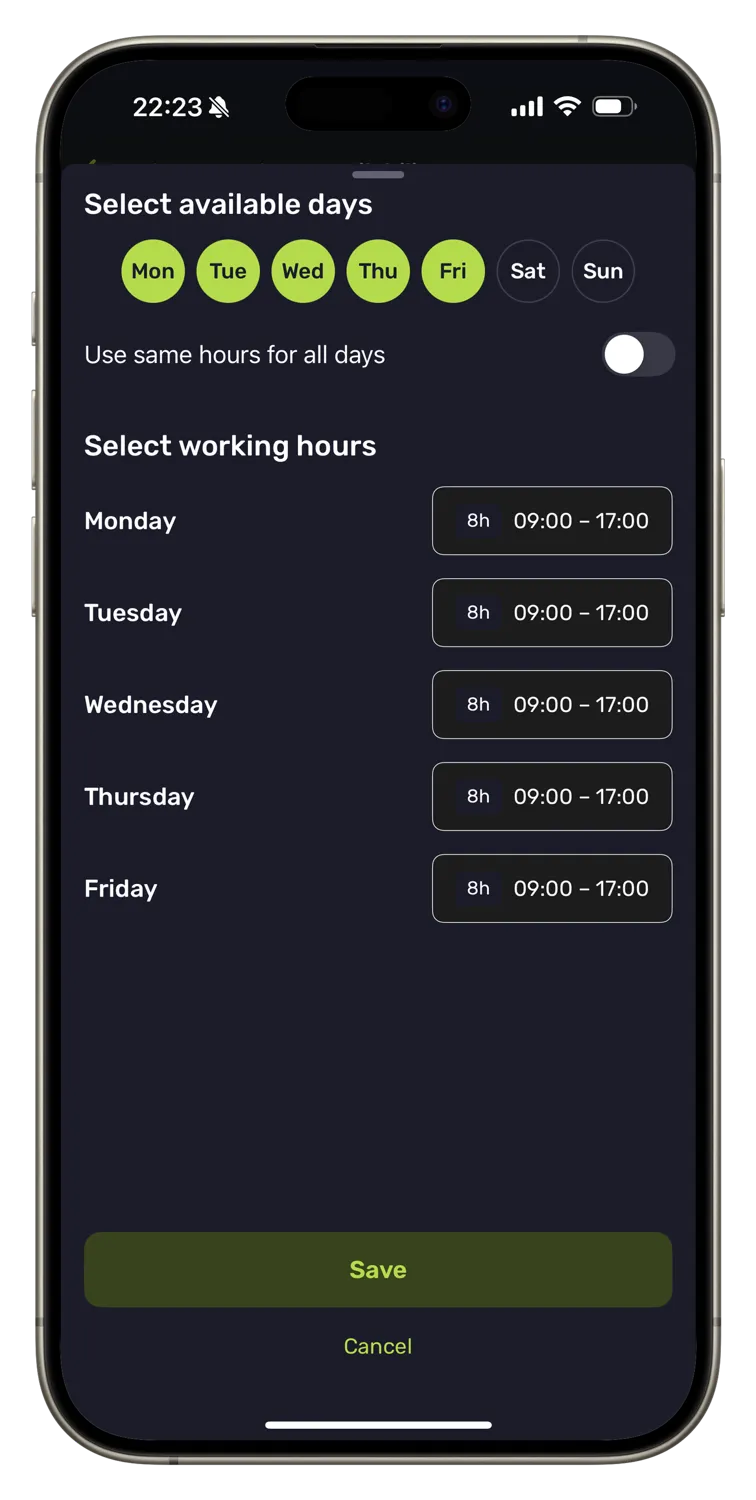 Set Your Availability